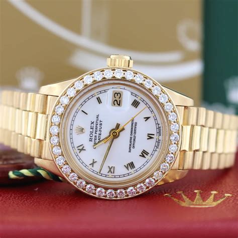 datejust gold rolex president|18k presidential rolex diamond bezel.